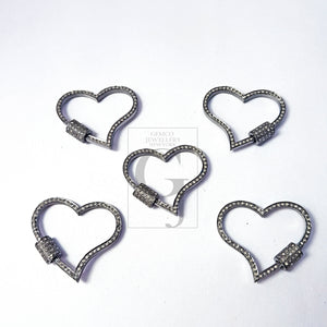 Pave Diamond 925 Sterling Silver Heart Fashionable Design Clasp Diamond Locks