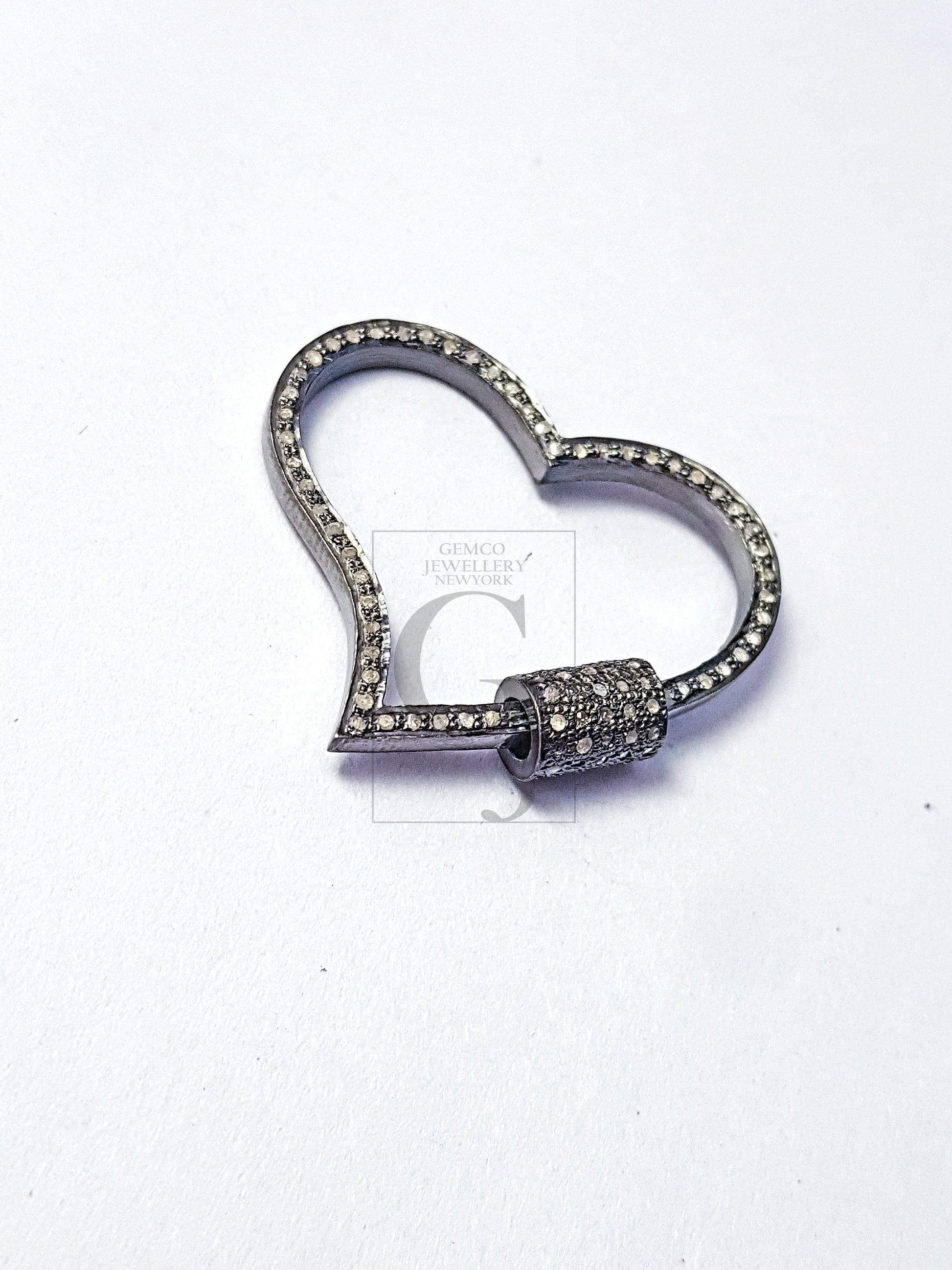 Pave Diamond 925 Sterling Silver Heart Fashionable Design Clasp Diamond Locks