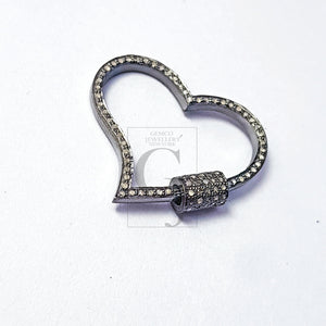 Pave Diamond 925 Sterling Silver Heart Fashionable Design Clasp Diamond Locks