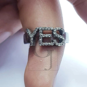 YES saying Rosecut pave diamond rings 925 sterling silver handmade silver finish latest design diamond ring jewelry