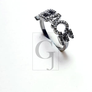 PEACE Word Saying Design Rosecut Pave Diamond Rings 925 Sterling Silver Handmade Silver Finish Fashionable Diamond Rings