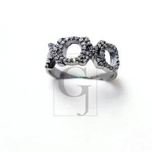 XOXO words saying ring Rosecut pave diamond rings 925 sterling silver handmade silver finish latest design diamond rings