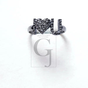 I LOVE U Saying Ring Designer Rosecut Pave Diamond Ring 925 Sterling Silver Handmade Silver Finish Love Valentine Gift Diamond Rings