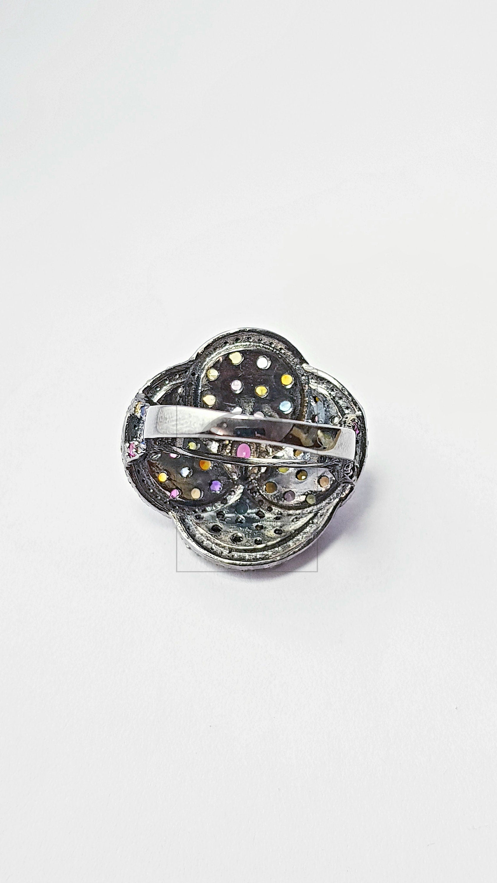 Multi coloured tourmaline stone Very beautiful Rosecut pave diamond rings 925 sterling silver handmade designer victorian look diamond rings