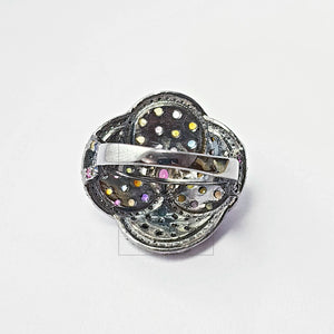 Multi coloured tourmaline stone Very beautiful Rosecut pave diamond rings 925 sterling silver handmade designer victorian look diamond rings