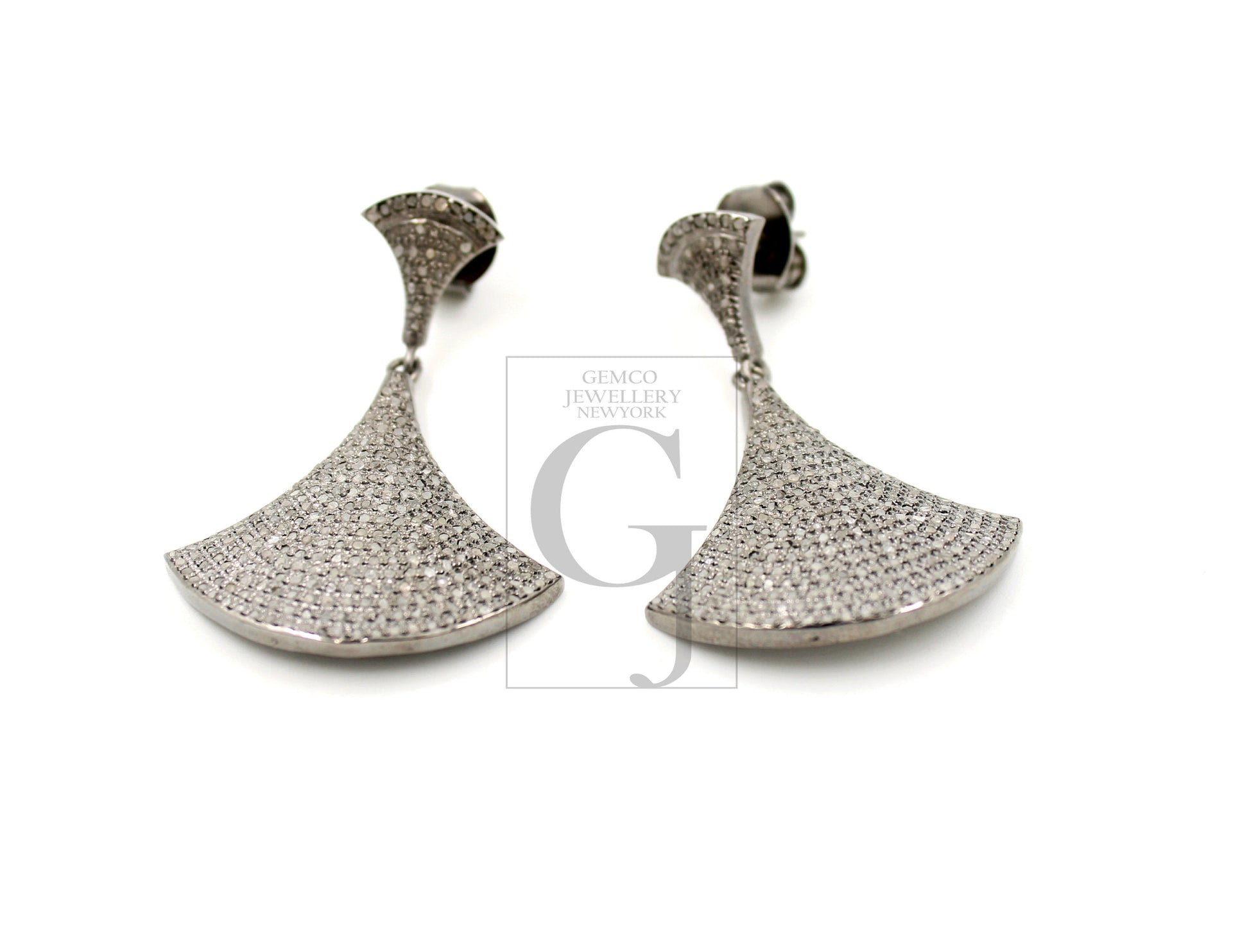 Very Beautiful Diamond Earrings Rosecut Pave Diamond Earrings 925 Sterling Silver Handmade Silver Finish Diamond Earrings