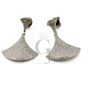 Very Beautiful Diamond Earrings Rosecut Pave Diamond Earrings 925 Sterling Silver Handmade Silver Finish Diamond Earrings