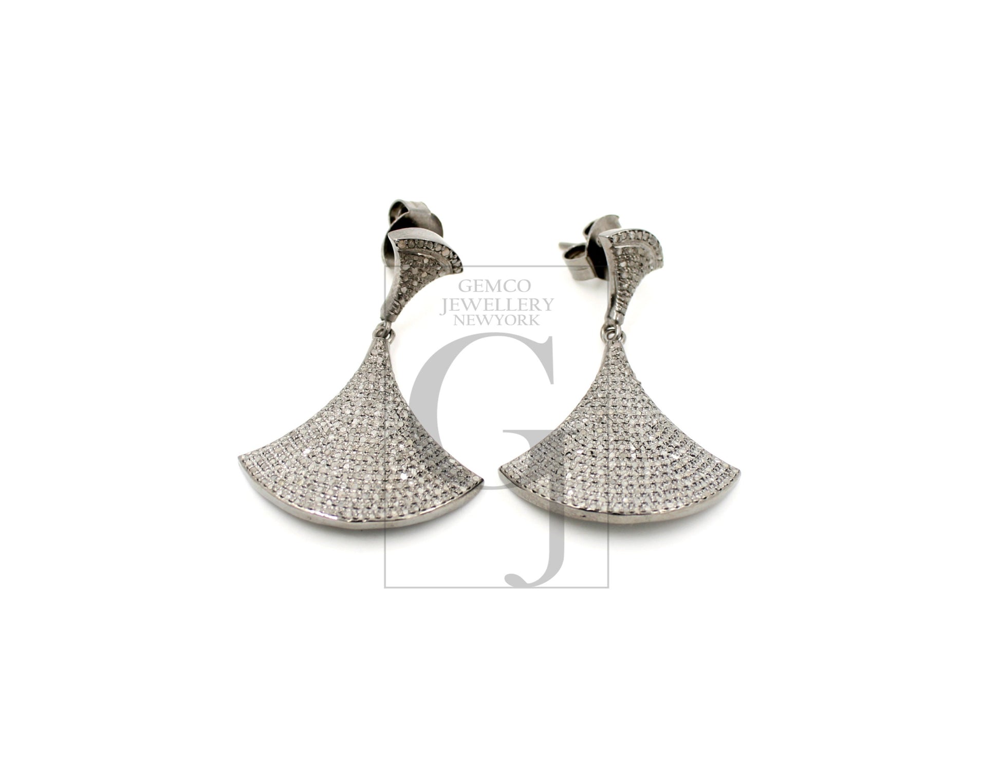 Very Beautiful Diamond Earrings Rosecut Pave Diamond Earrings 925 Sterling Silver Handmade Silver Finish Diamond Earrings