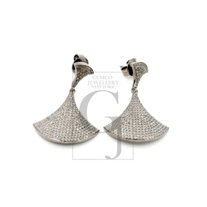 Very Beautiful Diamond Earrings Rosecut Pave Diamond Earrings 925 Sterling Silver Handmade Silver Finish Diamond Earrings