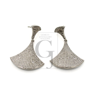 Very Beautiful Diamond Earrings Rosecut Pave Diamond Earrings 925 Sterling Silver Handmade Silver Finish Diamond Earrings