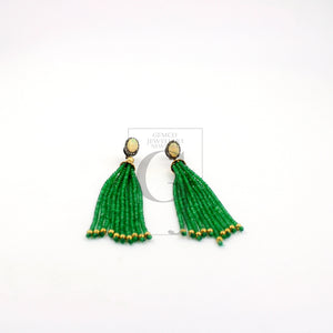 Very beautiful opel and green onyx designer earring Rosecut pave diamond earrings 925 sterling silver handmade silver finish diamond earring