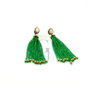 Very beautiful opel and green onyx designer earring Rosecut pave diamond earrings 925 sterling silver handmade silver finish diamond earring