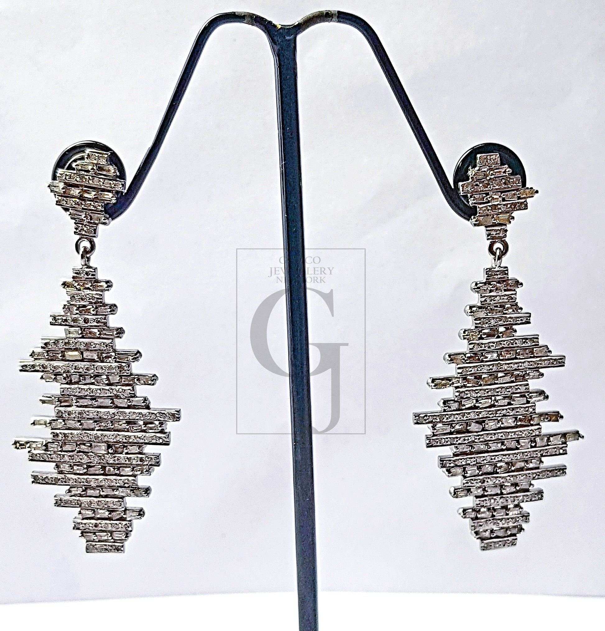 Very beautiful designed baguettes Pave diamond earring sterling silver earring pave diamond silver earring 925 sterling diamond earring