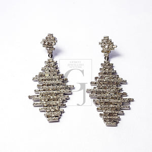 Very beautiful designed baguettes Pave diamond earring sterling silver earring pave diamond silver earring 925 sterling diamond earring