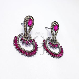 very lovely design ruby baguettes stone earring Pave diamond earring sterling silver earring pave diamond silver earring 925 sterling