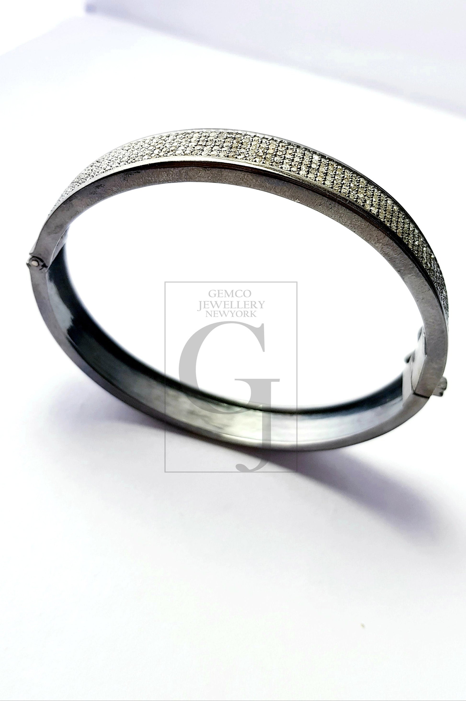 Beautiful Rosecut Pave Diamond Bangle 925 Sterling Silver Handmade Finish Diamond Bangle Bracelet