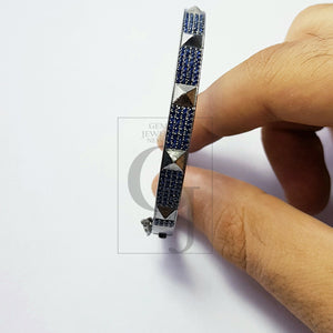 Beautiful Pyramid Bangle Rosecut pave Sapphire bangle 925 sterling silver handmade finish Sapphire bangle bracelet