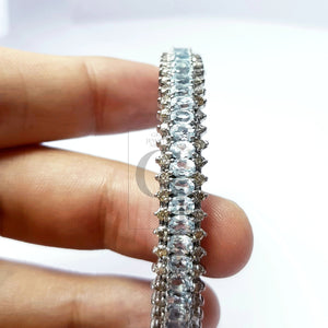 Rocecut pave diamond bangle 925 sterling silver handmade finish latest design diamond with natural blue topaz  stone bangle
