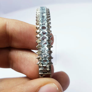 Rocecut pave diamond bangle 925 sterling silver handmade finish latest design diamond with natural blue topaz  stone bangle