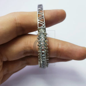 Rocecut pave diamond bangle 925 sterling silver handmade finish latest design diamond with natural blue topaz  stone bangle