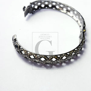 Very beautiful designer Rosecut pave diamond bangle 925 sterling silver handmade finish fashionable diamond bangle bracelet