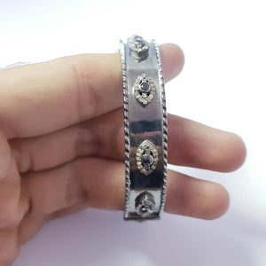 Very beautiful evil eyes designer Rosecut pave diamond bangle bracelet 925 sterling silver handmade finish diamond bangle bracelet