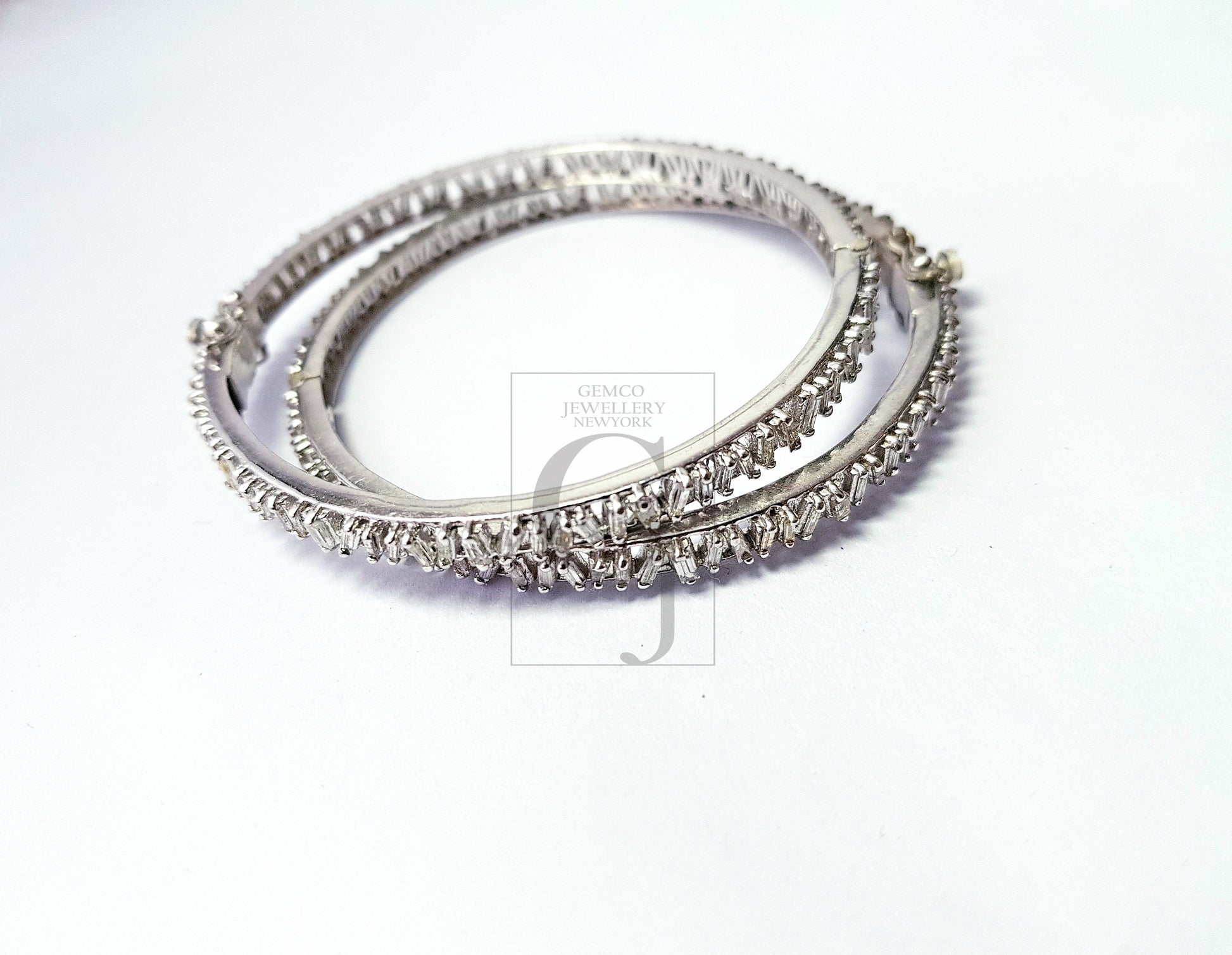 Pave diamond bangle sterling silver natural diamond baguettes bangle pave diamond silver bangle conflict free diamond bangle