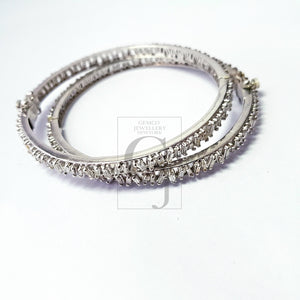 Pave diamond bangle sterling silver natural diamond baguettes bangle pave diamond silver bangle conflict free diamond bangle