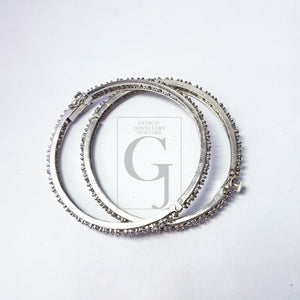 Pave diamond bangle sterling silver natural diamond baguettes bangle pave diamond silver bangle conflict free diamond bangle