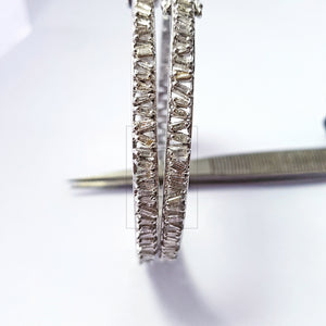 Pave diamond bangle sterling silver natural diamond baguettes bangle pave diamond silver bangle conflict free diamond bangle