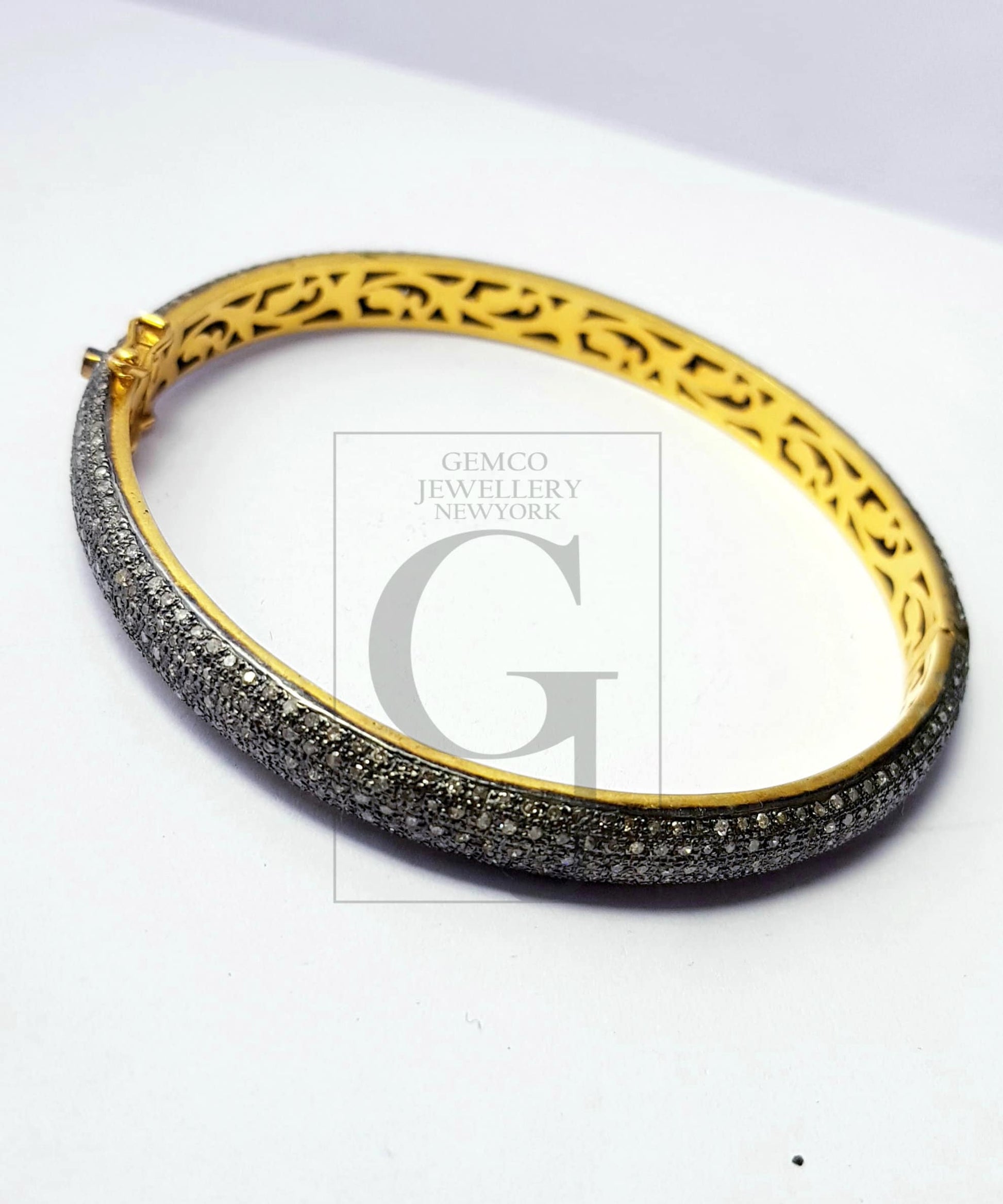 Rocecut pave diamond bangle 925 sterling silver handmade finish 5 line natural diamond very beautiful bangle