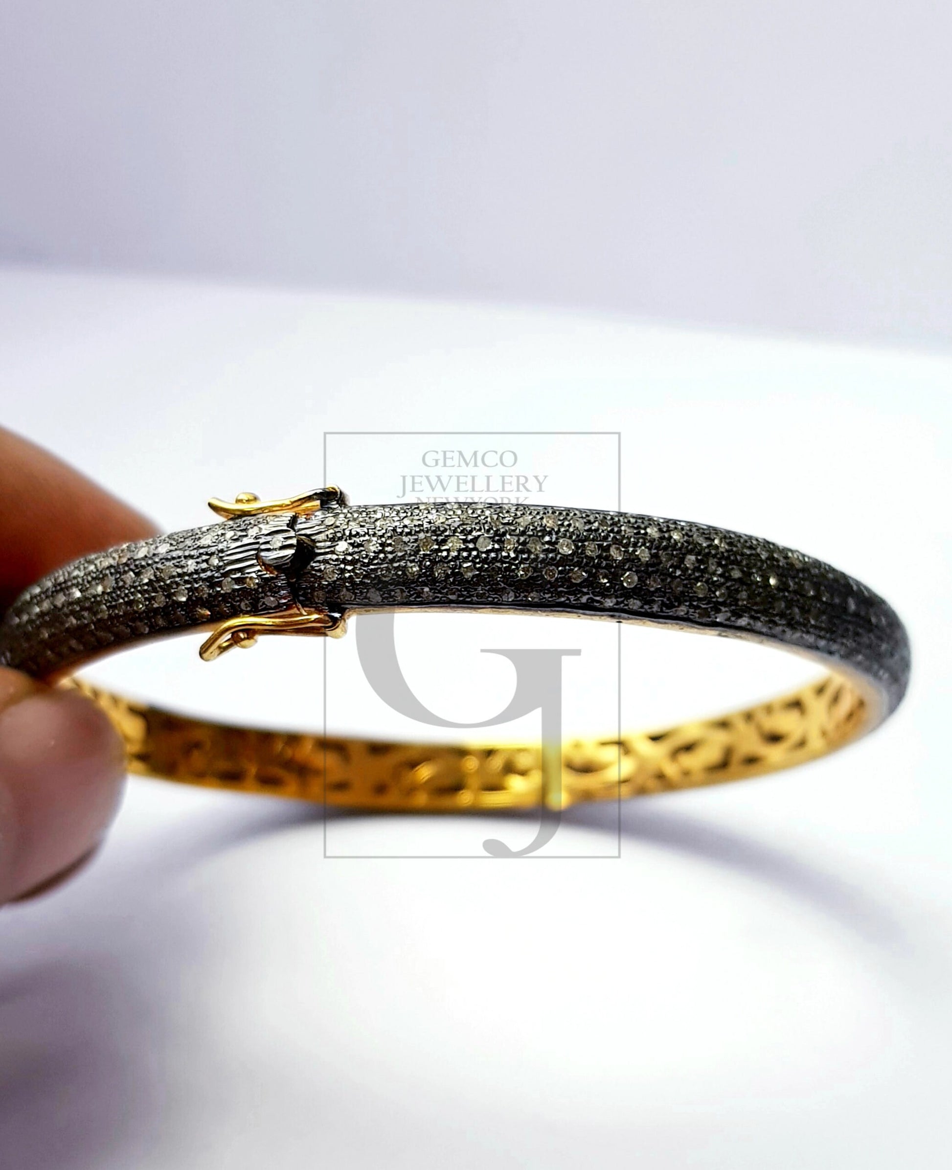 Rocecut pave diamond bangle 925 sterling silver handmade finish 5 line natural diamond very beautiful bangle