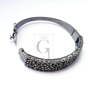 1pc Rocecut pave diamond baguettes bangle 925 sterling silver handmade finish very beautiful diamond baguettes bangle jewelry