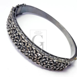 1pc Rocecut pave diamond baguettes bangle 925 sterling silver handmade finish very beautiful diamond baguettes bangle jewelry