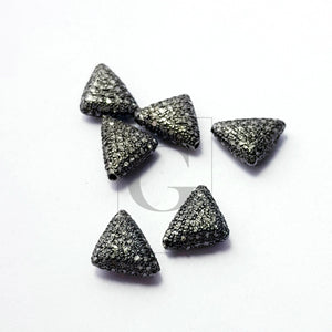 Beautiful Triangle Design Rosecut Pave Diamond Beads 925 Sterling Silver Handmade Silver Finish Diamond Beads