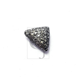 Beautiful Triangle Design Rosecut Pave Diamond Beads 925 Sterling Silver Handmade Silver Finish Diamond Beads