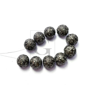 Ball Designer Rosecut Pave Diamond Bead 925 Sterling Silver Handmade Silver Beautiful Finish Diamond Bead