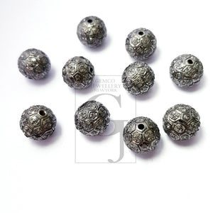 Ball Designer Rosecut Pave Diamond Bead 925 Sterling Silver Handmade Silver Beautiful Finish Diamond Bead