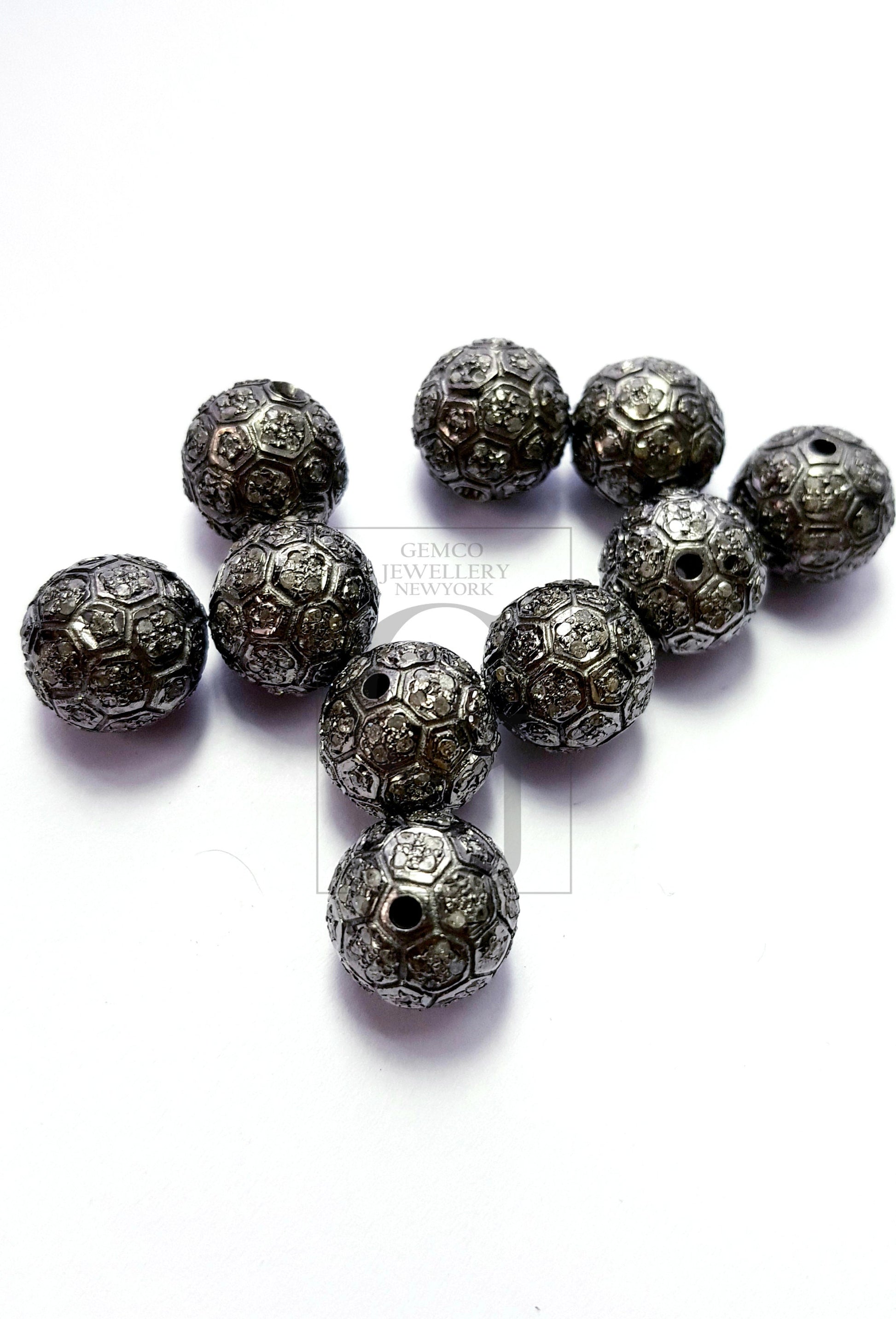 Ball Designer Rosecut Pave Diamond Bead 925 Sterling Silver Handmade Silver Beautiful Finish Diamond Bead