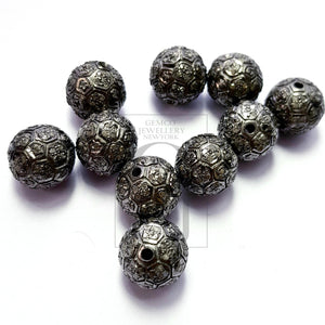 Ball Designer Rosecut Pave Diamond Bead 925 Sterling Silver Handmade Silver Beautiful Finish Diamond Bead