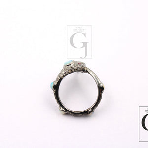 Snake Designer Ring, Opal Ring, Rosecut Pave Diamond Rings 925 Sterling Silver Handmade Silver Finish Diamond Ring