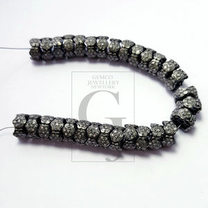 Beautiful Rondelles  Rosecut Pave Diamond Bead 925 Sterling Silver Handmade Silver Finish Diamond Bead