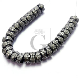 Beautiful Rondelles  Rosecut Pave Diamond Bead 925 Sterling Silver Handmade Silver Finish Diamond Bead