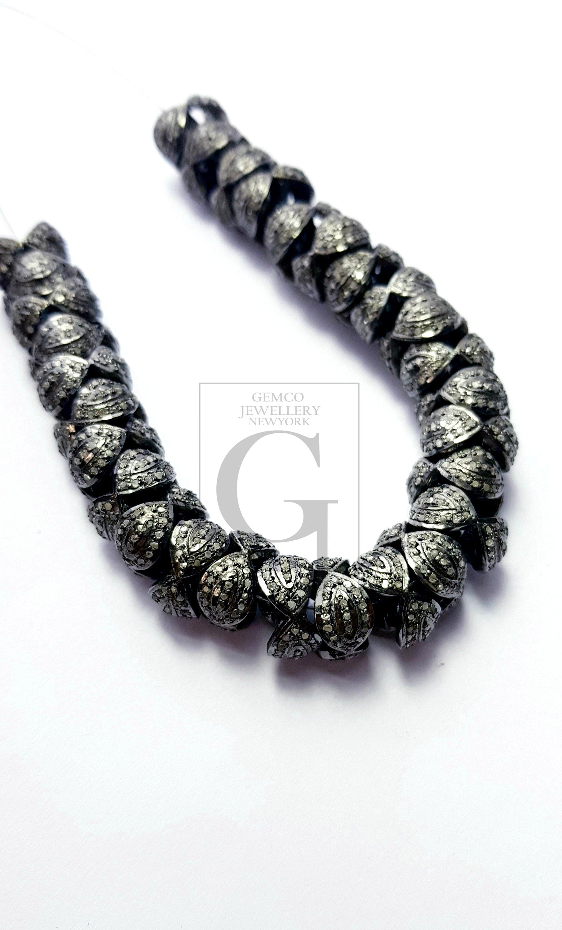 Latest Designer Rosecut Pave Diamond Bead Rondells 925 Sterling Silver Handmade Silver Finish Diamond Bead Rondelles