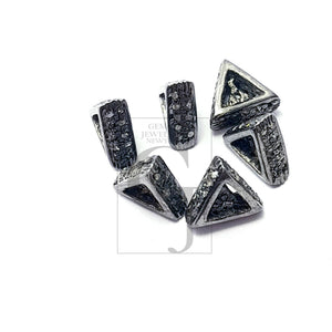 Triangle Beads Designer Rosecut Pave Diamond Beads Roundels 925 Sterling Silver Handmade Silver Finish Diamond Beads Roundels 8mm Size Bead