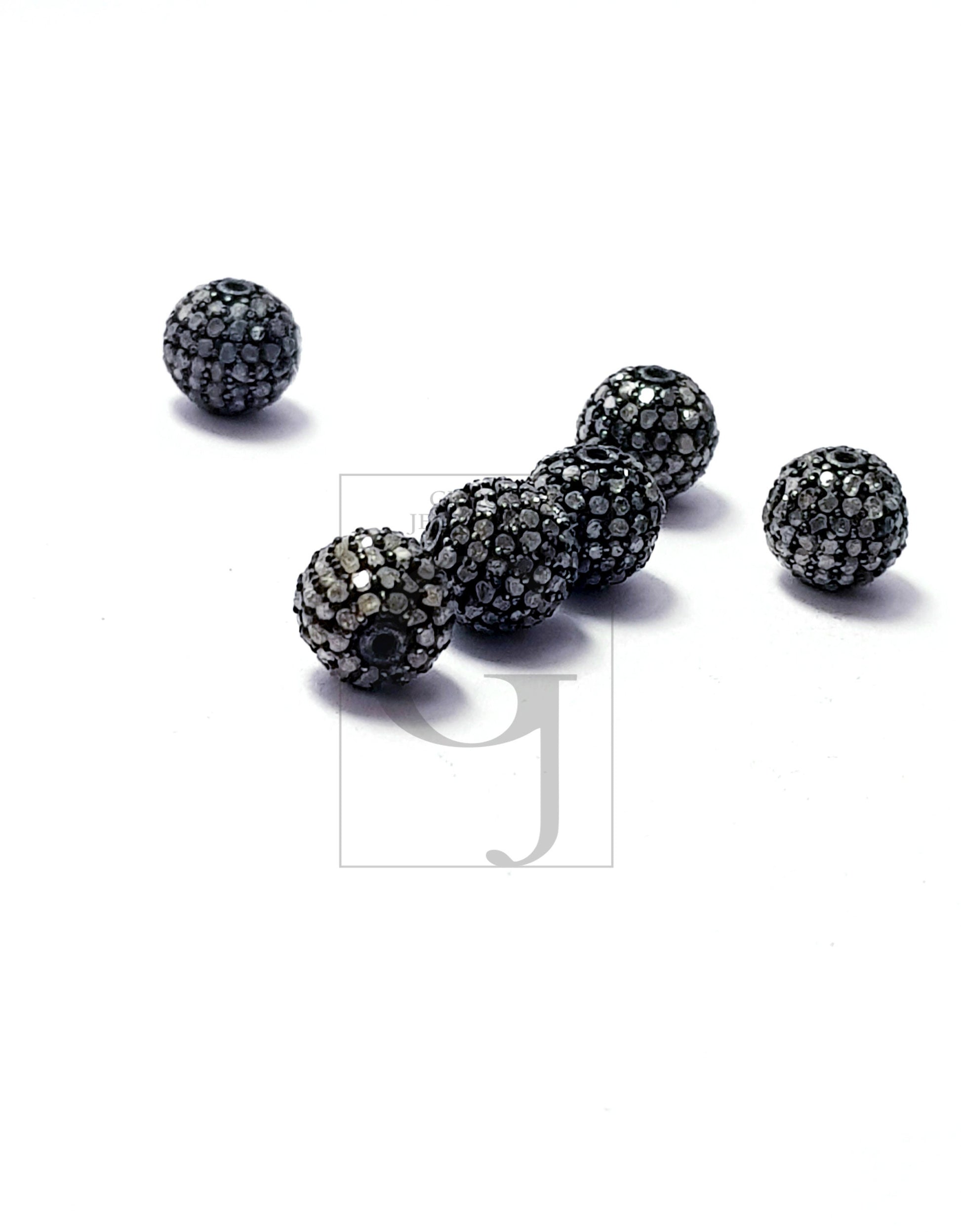 Beautiful Ball Designer Rosecut Pave Diamond Bead 925 Sterling Silver Handmade Silver Finish Diamond Bead