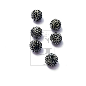 Beautiful Ball Designer Rosecut Pave Diamond Bead 925 Sterling Silver Handmade Silver Finish Diamond Bead