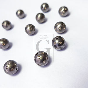 Pave Rosecut Diamond 925 Sterling Silver Handmade Pave Diamond Bead / Spacers Ball Design 6mm