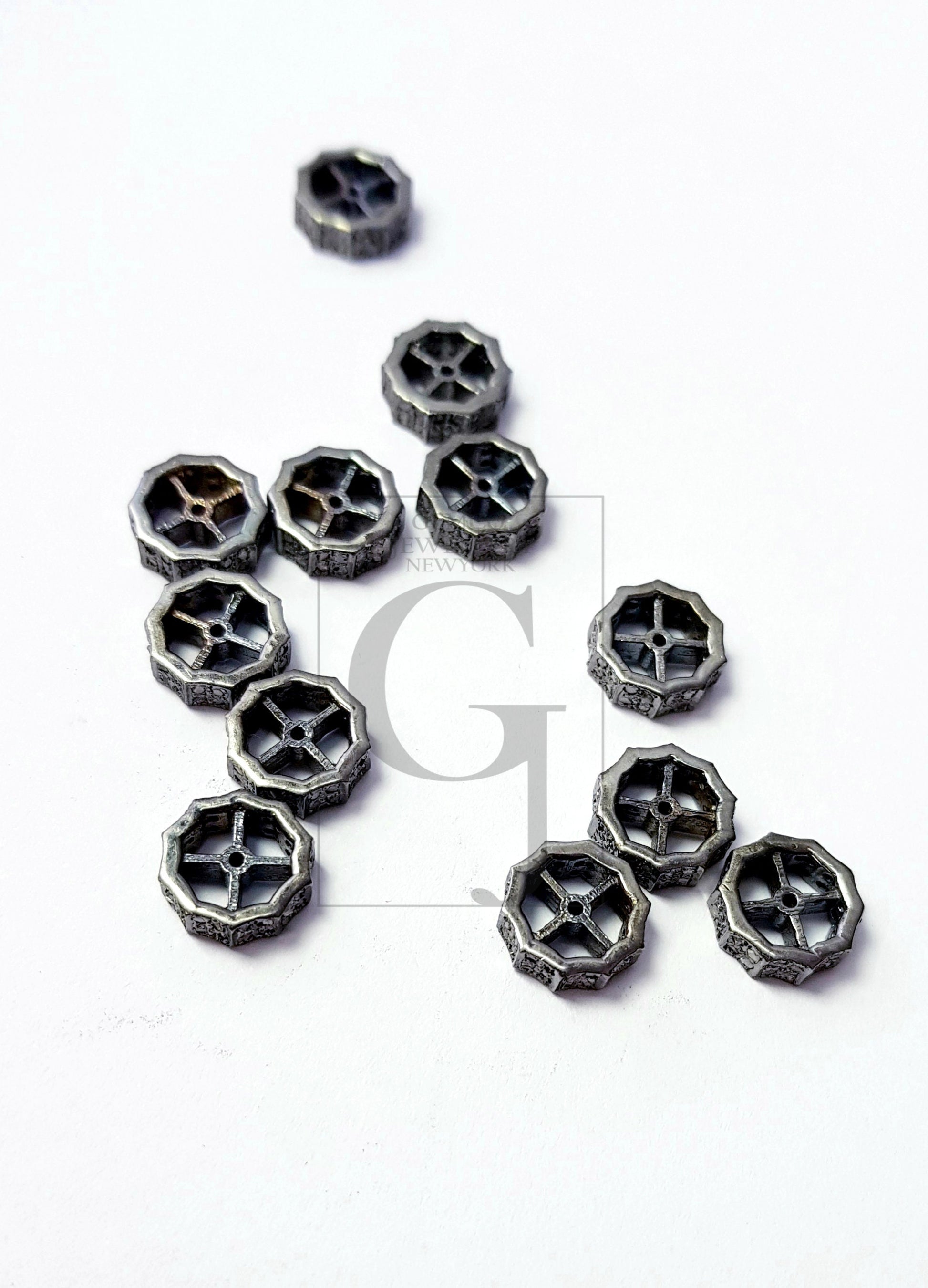 Latest Designer Rosecut Pave Diamond Bead 925 Sterling Silver Handmade Silver Finish Diamond Bead