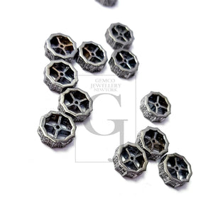 Latest Designer Rosecut Pave Diamond Bead 925 Sterling Silver Handmade Silver Finish Diamond Bead